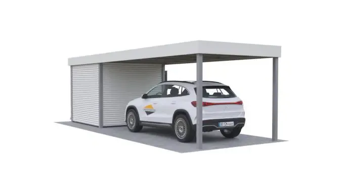 Einzelcarport mit Schuppen