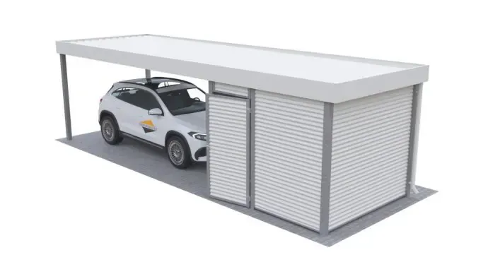 Einzelcarport mit Schuppen