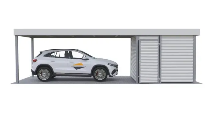 Einzelcarport mit Schuppen