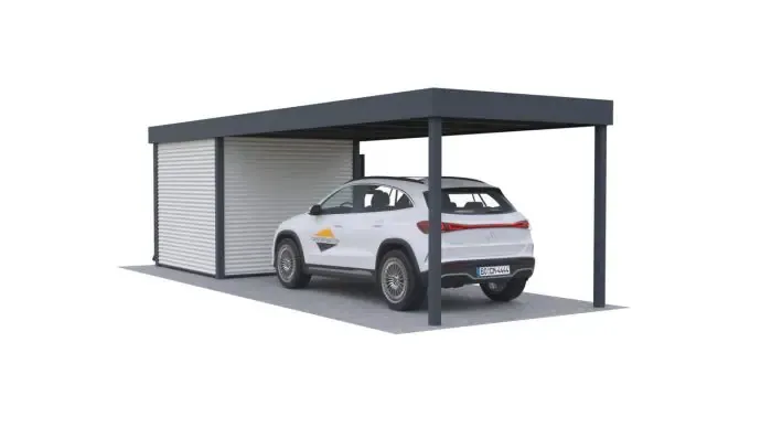 Einzelcarport mit Schuppen