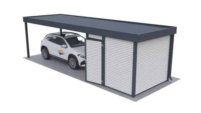 Einzelcarport mit Schuppen