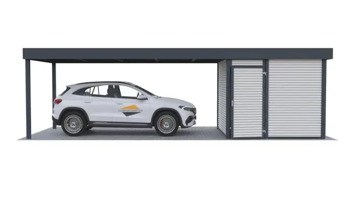 Einzelcarport mit Schuppen