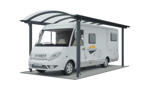 Carport für Wohnmobil mit Bogendach (Tonnendach)